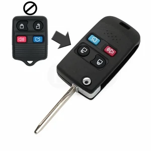 Flip Key Shell + Key Blank refit for FORD MERCURY MAZDA Remote Key Fob 4 Button - Picture 1 of 4