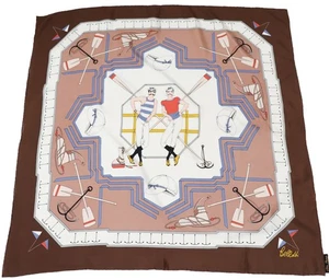 Vintage Boating / Regatta  Silk Scarf - 1960s - Belloti - LARGE - Picture 1 of 6