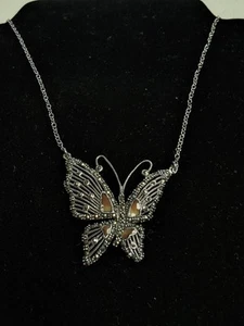 Collana Farfalla Centro Fisso Argento Sterling 18 Pollici - Foto 1 di 5
