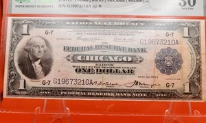 Fr. 727 1918 $1 Large Size FRBN Green Eagle PMG 30 Note Currency Chicago G7 - Picture 1 of 7