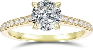 14K Gold 1.0CT Moissanite Engagement Ring Round Cut Promise Ring Size 9 - NIB - Picture 1 of 5