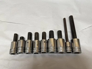 9 pc Lot USA Snap-On SAE 1/2" Drive Chrome Hex Bit Socket Driver 3/8 to 5/8" SA - Foto 1 di 7