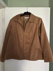 Allison Daley Wildlederimitat Jacke braun Reißverschluss vorne Größe 18 - Bild 1 von 7
