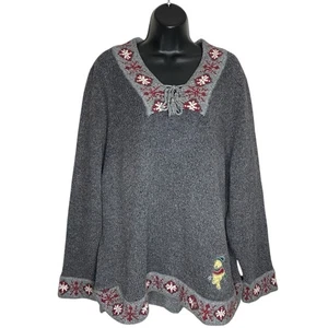 Vtg Winnie The Pooh Sweater Womens XXL 2XL Nordic Wool Blend Disney Store 90s - Picture 1 of 15