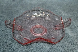 EAPG Fenton Art Glass STRAWBERRY Pink Bowl Bon Bon Candy Dish 2-Handled - Picture 1 of 7