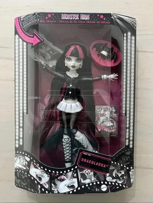Monster High Reel Drama Black & White Draculaura Doll 2025 Mattel IN HAND