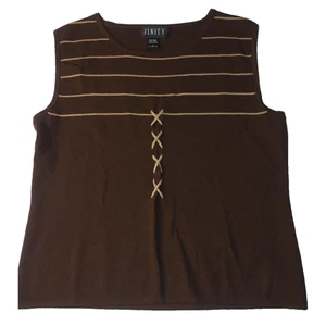 Top para mujer FINITY marrón sin mangas GRANDE color tostado a rayas X capa de acento Western Boho - Imagen 1 de 6
