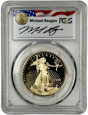 American Eagle 1992 W oro $50 firmado por Reagan Legacy 1 oz prueba graduación profesional PR 69 DCAM Foto 1 de 2