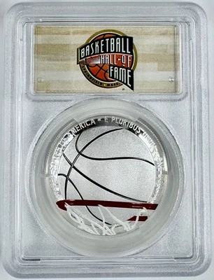 2020 P $1 Basketball Hall of Fame Silver Coin PCGS PR70DCAM Colorized FDOI NBA - Image 1 of 2
