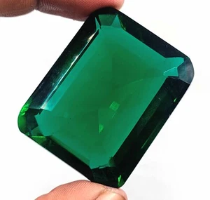 212-215 Ct Attractive Green Moldavite Rare Emerald Cut Certified Gemstone AKP - Picture 1 of 6