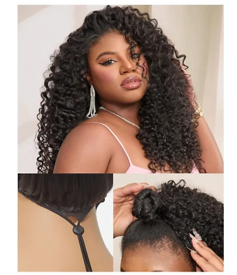Media peluca rizada rizada con cordón peluca 100 % cabello humano pelucas listas para usar 18 pulgadas Foto 1 de 4