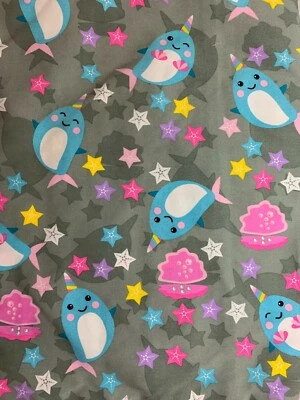 SCRUB TOP SIZES: M, L, XL, 2XL HAPPY NARWHAL NWT NURSE MEDICAL VET TECH CNA  - Image 1 of 4