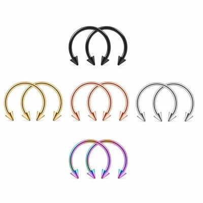 10Pcs 16G Spike Horseshoe Barbell Septum Earrings Tragus Lip Piercing Ring - Image 1 of 4
