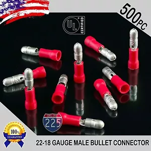 500er-Pack 22-18 Stärke rot Stecker Kugelverbinder vollisoliert Vinyl 0,156 Zoll UL - Bild 1 von 1