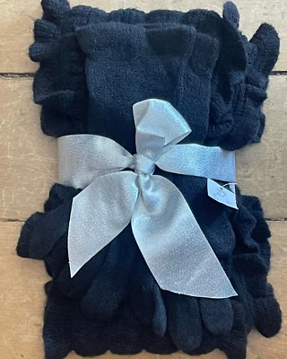 NY & Co Juego de Regalo de 2 Artículos Guantes Tejidos y Bufanda con Volantes Negro Mezcla de Acrílico Nuevo Foto 1 de 4