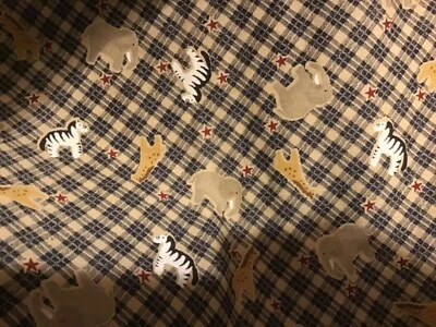 Days Kingdom Noah Ark Elephants, Zebras on Navy & Beige Fabric 25" long - Image 1 of 2