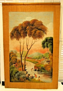 Antigua pintura de paisaje de Madagascar enmarcada sobre tela por Louise Ravalantsiman - Imagen 1 de 7