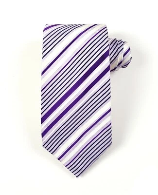Paul Smith White w/ Purple Striped Tie 3.75" Silk 61L Foto 1 de 4
