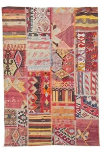 Amazing Hand Knotted Vintage Shrz Patchwork Kilim Kilm Wool Area Rug 9 x 6 Ft - Picture 1 of 10