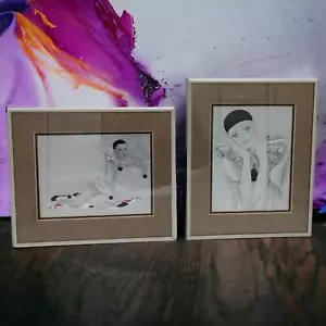Arte en lámina con estampado de payaso Pierrot Dufex profesional personalizado con marco plateado x2 - Imagen 1 de 12
