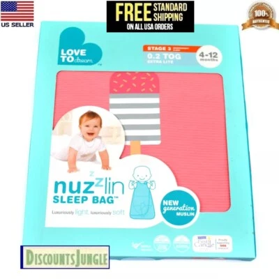 Love to Dream Nuzzlin Baby Sleep Bag Sack 4-12M Stage 3 Pink 0.2 TOG Extra Lite - Image 1 of 4