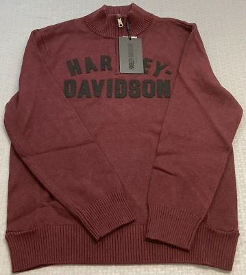 NEW GENUINE HARLEY DAVIDSON 96312-23VM MEN'S 2XL RED SWEATER 1/4-Zip LS - Image 1 of 3