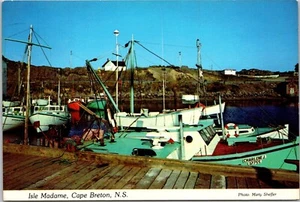 Postcard Nova Scotia Cape Breton Island NS Isle Madame Lobster Fishing Boats - Picture 1 of 2