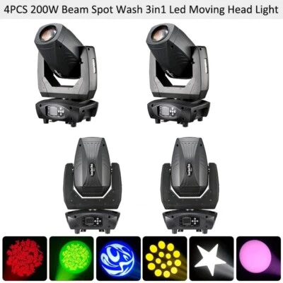 BECEN 200w 3in1 Led Moving Head Light Led Spot Wash Light DJ Stage Lighting 4PCS - Image 1 of 4