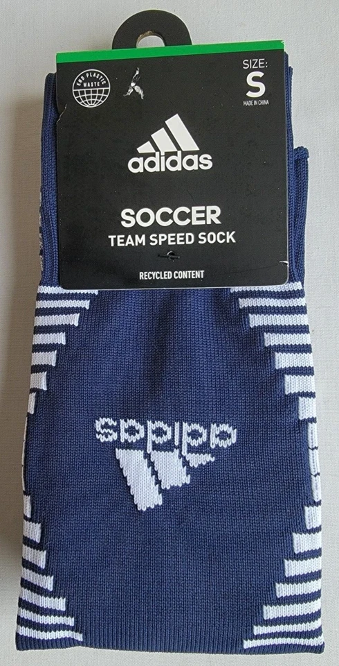 Adidas Team Speed Soccer Socks 1-Pair Navy Blue/White Size Small Men(5-8.5)