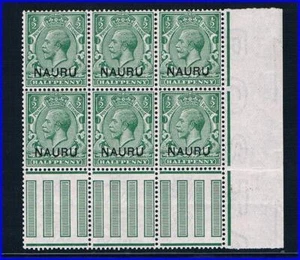 Nauru 1916 - ½d Blk/6 all w/double Ovprt, 1 Albino - SC 1v [SG 1b] MNH - RARE G6 - Picture 1 of 7