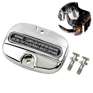 Chrome Rear Brake Master Cylinder Lid Cover Fit For Harley Touring 2008-2023 - Foto 1 di 8