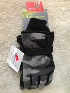 NEW Boys 8/20 M/L Tek Gear Microfleece Waterproof Gloves Rubberized Grip NWT - Picture 1 of 7