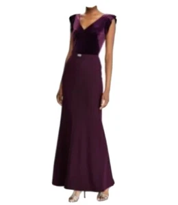 Ralph Lauren Women's Velvet Bodice Gown Dress, Purple, Size 14, $240, NwT - Picture 1 of 5