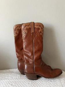 Vintage 1981 Lucchese San Antonio Calf Leather Cowboy Boots Size US 8.5 - Picture 1 of 11