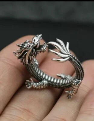 Silver Chinese Dragon With Red Eyes Adjustable Ring Fit Any Size Fast Dispatch - Image 1 of 4