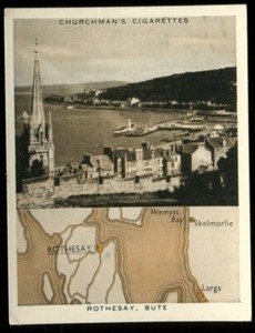 Tobacco Card, Churchman, HOLIDAYS IN BRITAIN Views Maps, 1937, Rothesay,Bute,#38