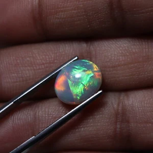 3.4 Carat 12.7x10.3 MM Top Natural Rainbow Fire Ethiopian Opal Oval Cabochon - Picture 1 of 10