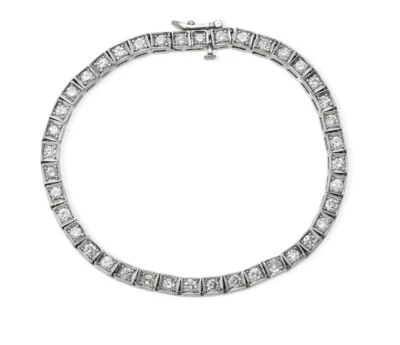 Brazalete de tenis de diamantes línea recta 4,00 quilates T.W. Oro blanco 14KT Foto 1 de 4