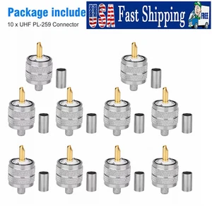 10x Stecker UHF Stecker PL259 Stecker Klemme RG58 RG142 LMR195 RG400 Kabel USA - Bild 1 von 10