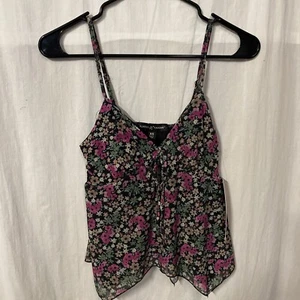 Juniors Almost Famous Handkerchief Mesh Cami Top Black XS - Picture 1 of 5