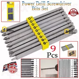 9pz Punte per trapano avvitatore elettrico extra lunghe 150mm scanalate Phillips Pozi esagonali 1/4" - Foto 1 di 13