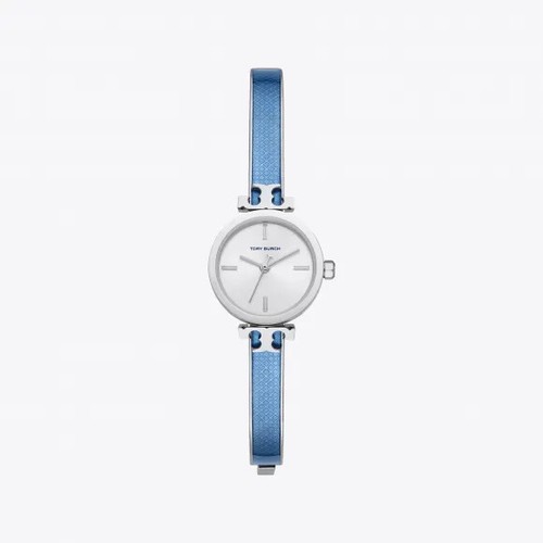 Orologio Donna Tory Burch TBW1403 Acciaio Inox Argento Quadrante Blu Nuovo con etichette