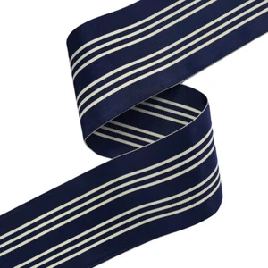 3" (75mm) White & Blue Stripe Grosgrain Ribbon 1099 (BTY) - Picture 1 of 1