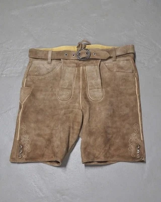 Trachten Lederhose Größe 52 kurz Herren Wildbock mit Gürtel S145 - Bild 1 von 3
