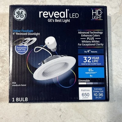 Proyector interior GE Reveal LED 4" empotrado Downlight RS4 base media 650 lúmenes Foto 1 de 4