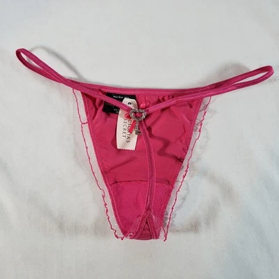 Victoria's Secret Sexy Little Things V-String Pink XS/S Rhinestone Key Fringe - Image 1 of 4