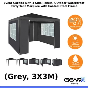 3x3m Gazebo with Side Panels Waterproof Party Event Tent Marquee Steel Frame - Picture 1 of 4