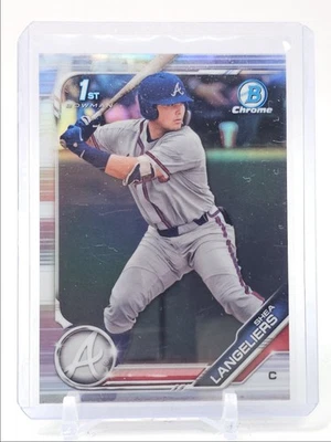 SHEA LANGELIERS 2019 BOWMAN CHROME DRAFT 1ST REFRACTOR BRAVES Q0071 - Image 1 of 2