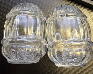 2 Vintage Antique 1920s Clear Glass Bird Cage Seed Water Cups Made in USA - Picture 1 of 2