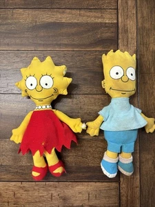 Vtg The Simpsons Lisa & Bart Simpson Plush Rag Doll Matt Grogning Stuffed 10" - Picture 1 of 7